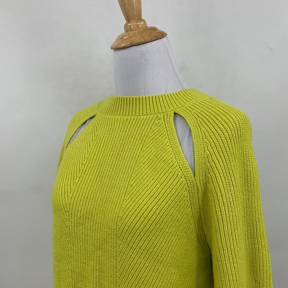Express Sweater Womens S Small Wasabi Cutout Long Sleeve Drop Cut Hem Pullover - Picture 3 of 13